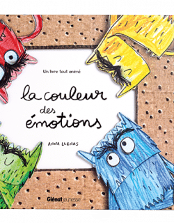 Couverture de livre avec quatre monstres représentant des émotions
