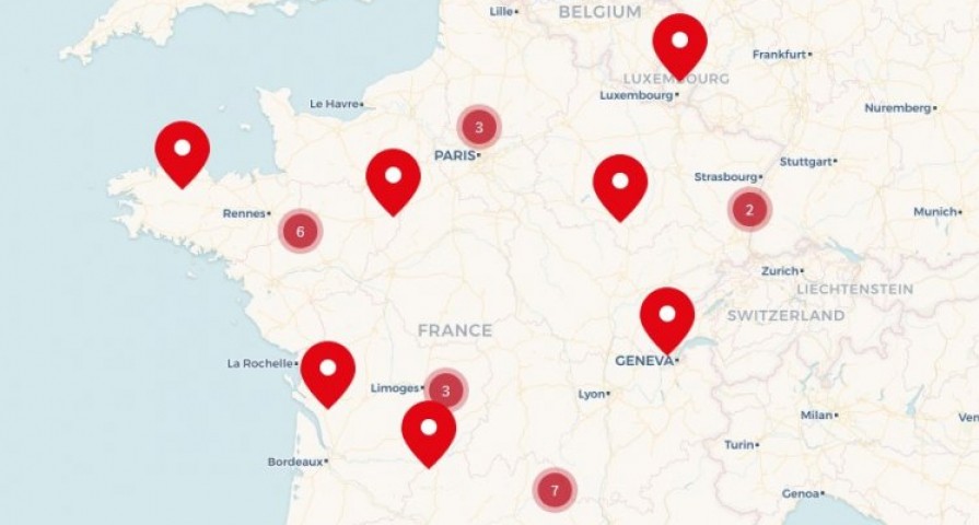 Carte des librairies LiR 