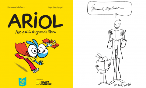 Couverture d'Ariol et illustration d'Emmanuel Guibert
