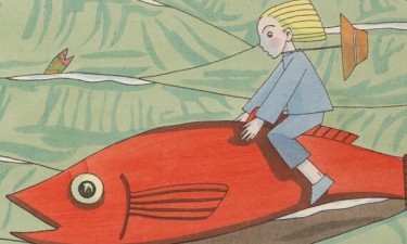 Enfant chevauchant un poisson