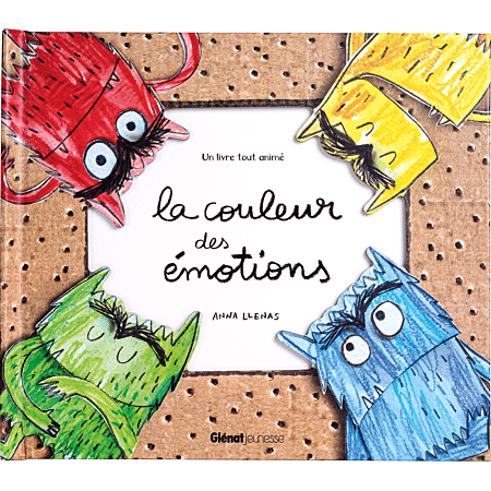 Couverture de livre avec quatre monstres représentant des émotions