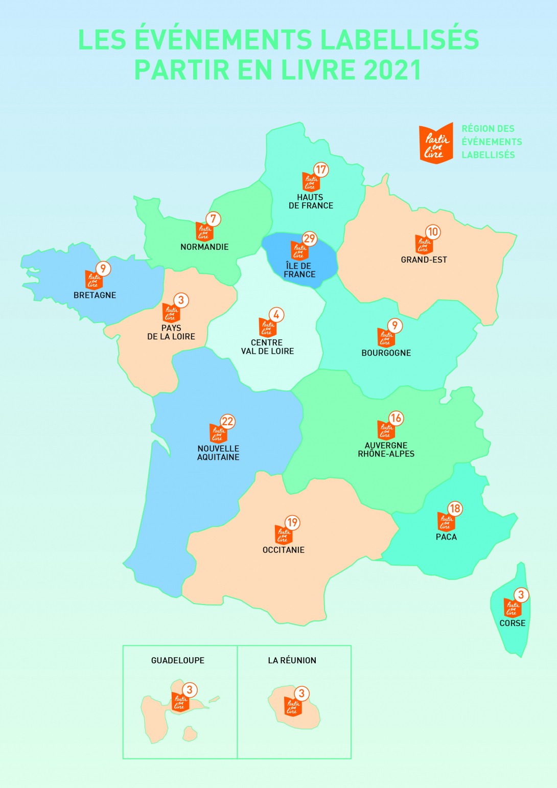 Carte des 172 événements labellisés 2021