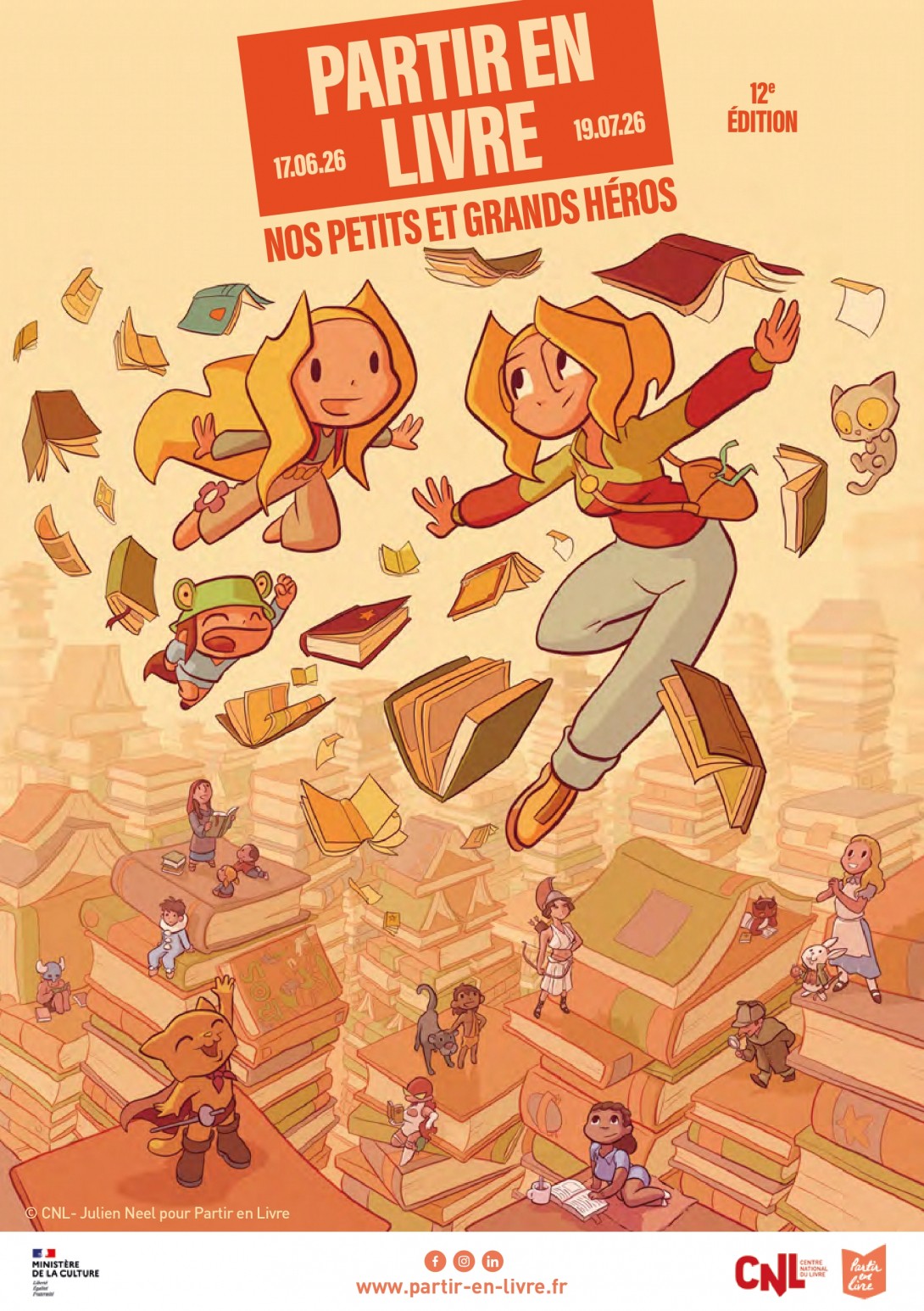 Affiche officielle de Partir en Livre signée Julien Neel, conception graphique Studio CC